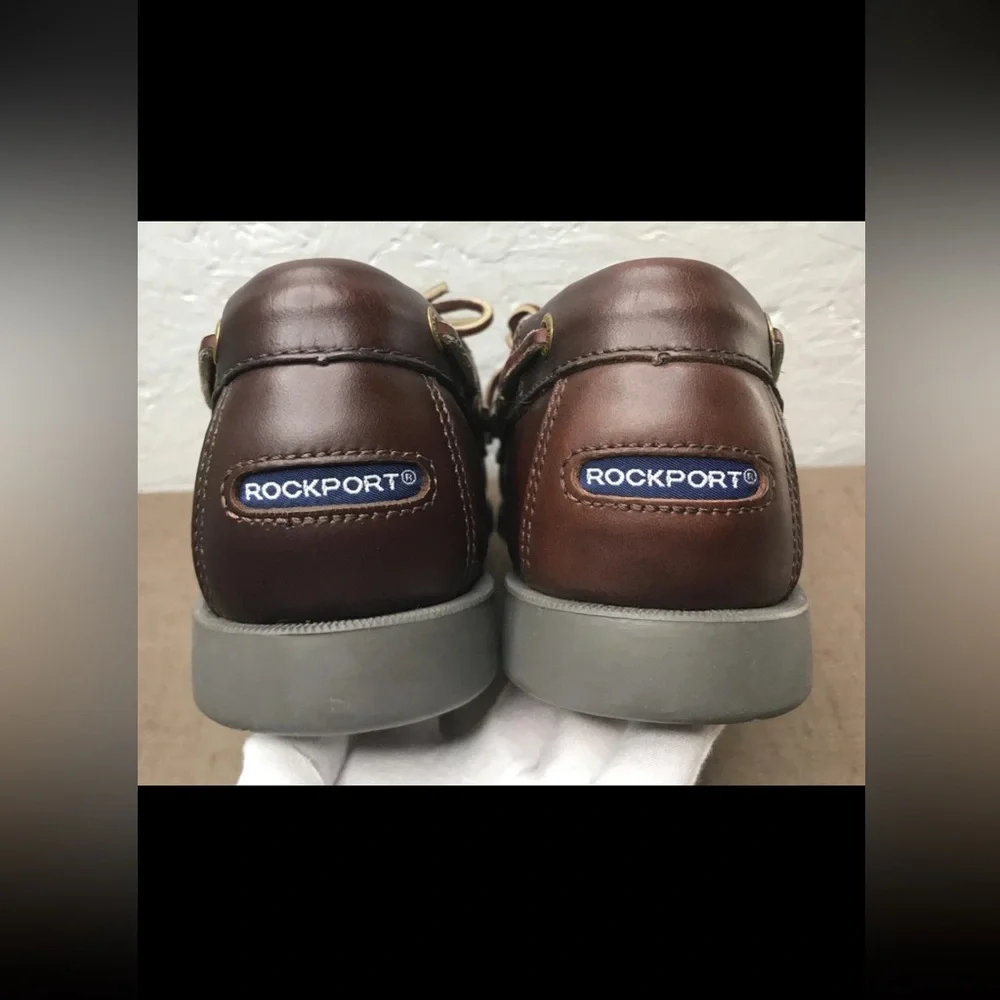 Excellent Rockport Men's Boat Shoes Brown Leather 2-Eye Deck Shoes Size 10M